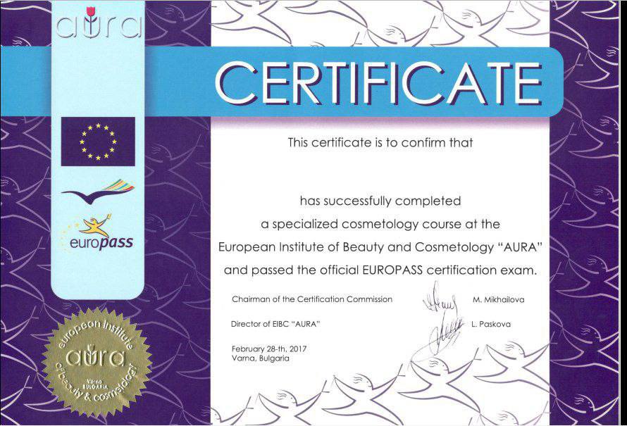 Зразок міжнародного сертифіката Europass
